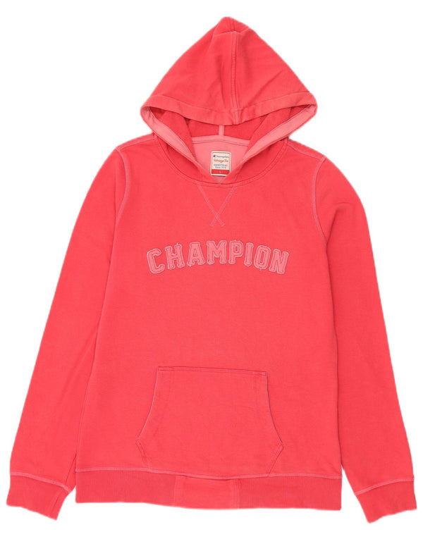 Jumper feminino com capuz gráfico Champion UK 14 grande algodão rosa