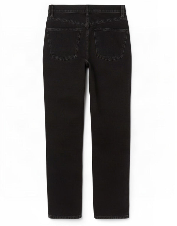 Calça jeans reta feminina Zara EU 38 pequena W28 L29 algodão preto