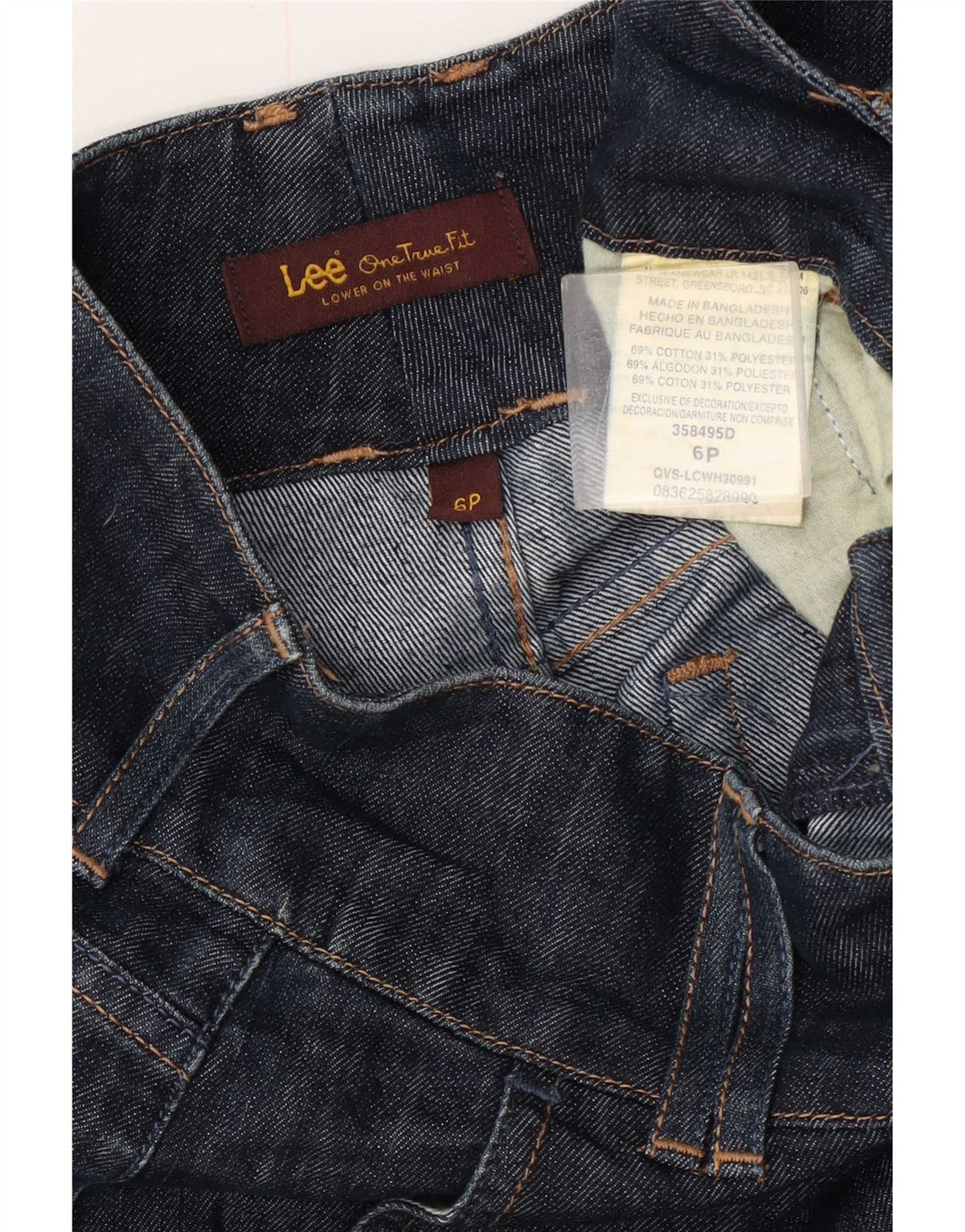 Bermuda jeans feminina Lee US 6 médio W30 algodão azul marinho