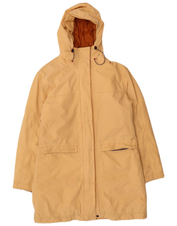 Sobretudo feminino vintage com capuz IT 46 grande nylon amarelo