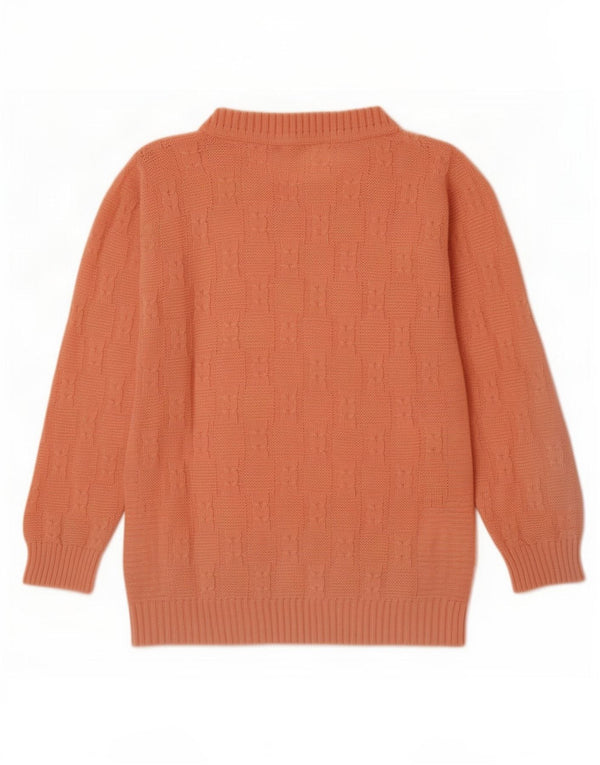 Suéter feminino vintage com gola canoa UK 14 rosa médio