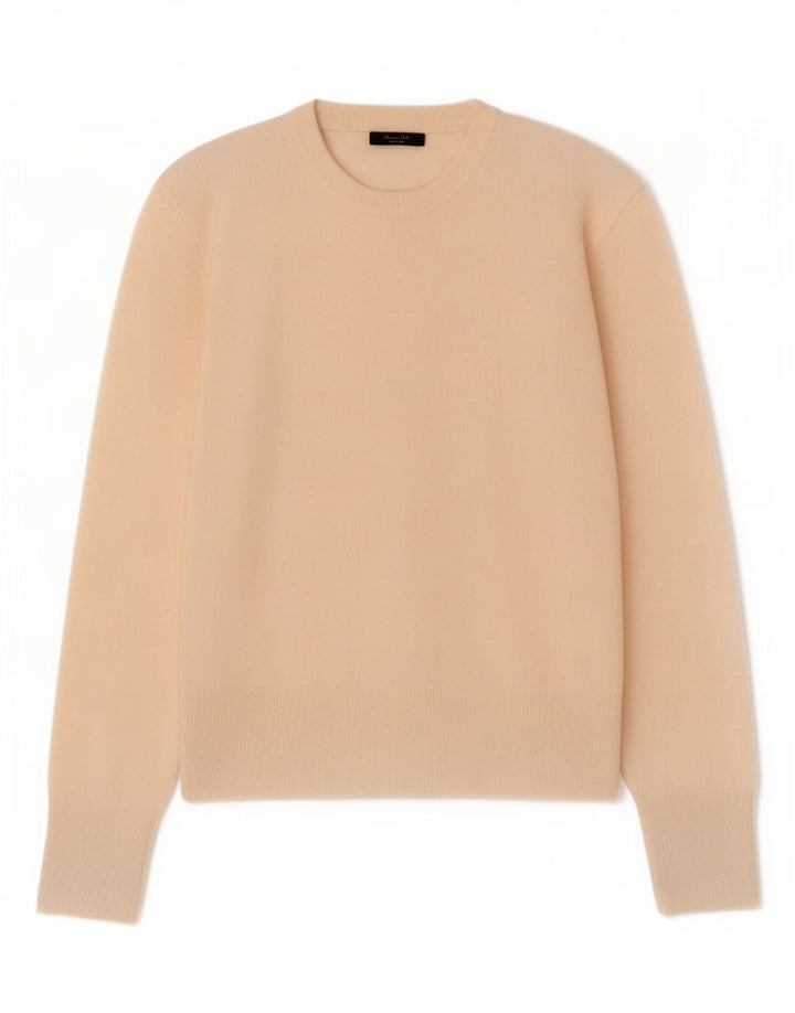 Suéter feminino Massimo Dutti com gola redonda Reino Unido 14 médio bege
