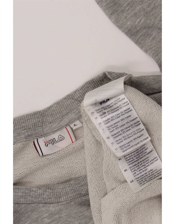Fila moletom gráfico masculino jumper grande cinza colorblock algodão