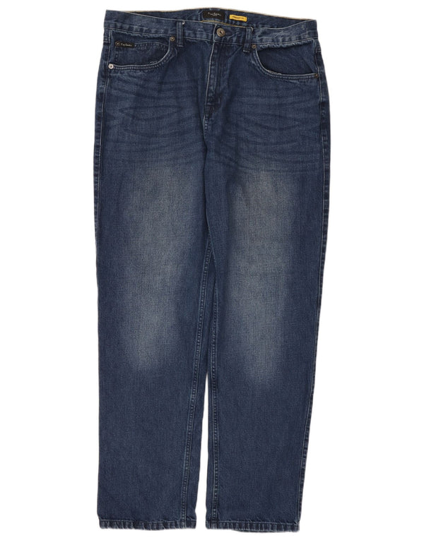 Pierre Cardin Mens Straight Jeans W38 L32 Azul Algodão