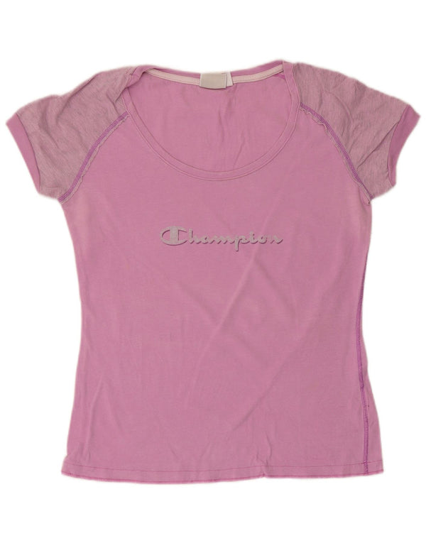 Camiseta feminina estampada Champion UK 12 rosa médio