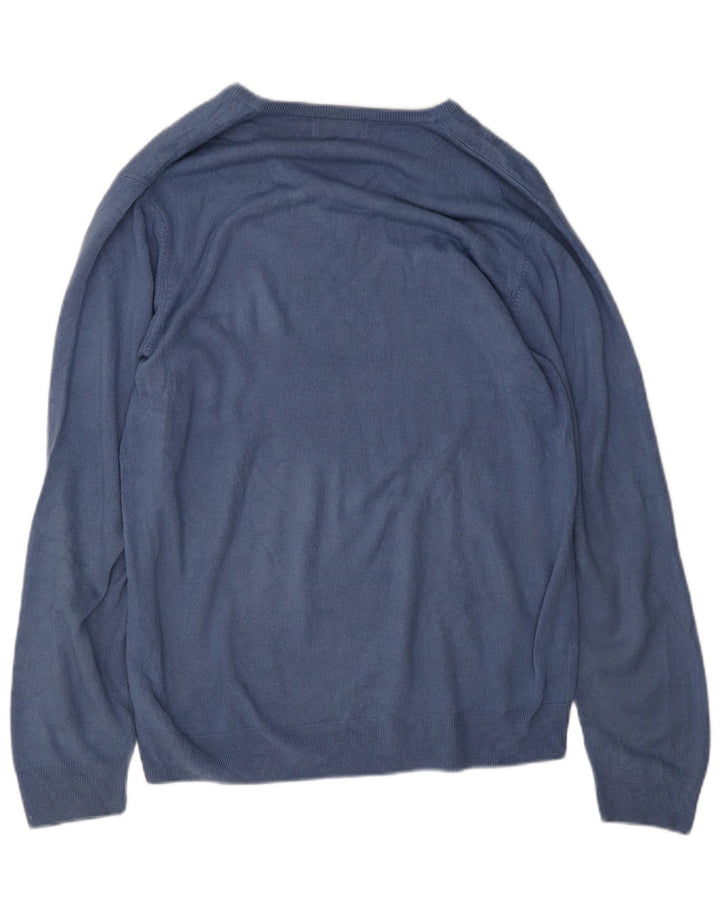 Suéter masculino Marks & Spencer Blue Harbor com decote em V grande azul marinho