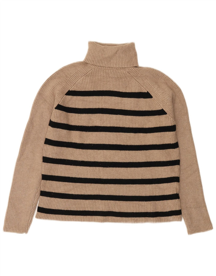 Suéter feminino Marks & Spencer com gola redonda e listrado bege médio Reino Unido 12