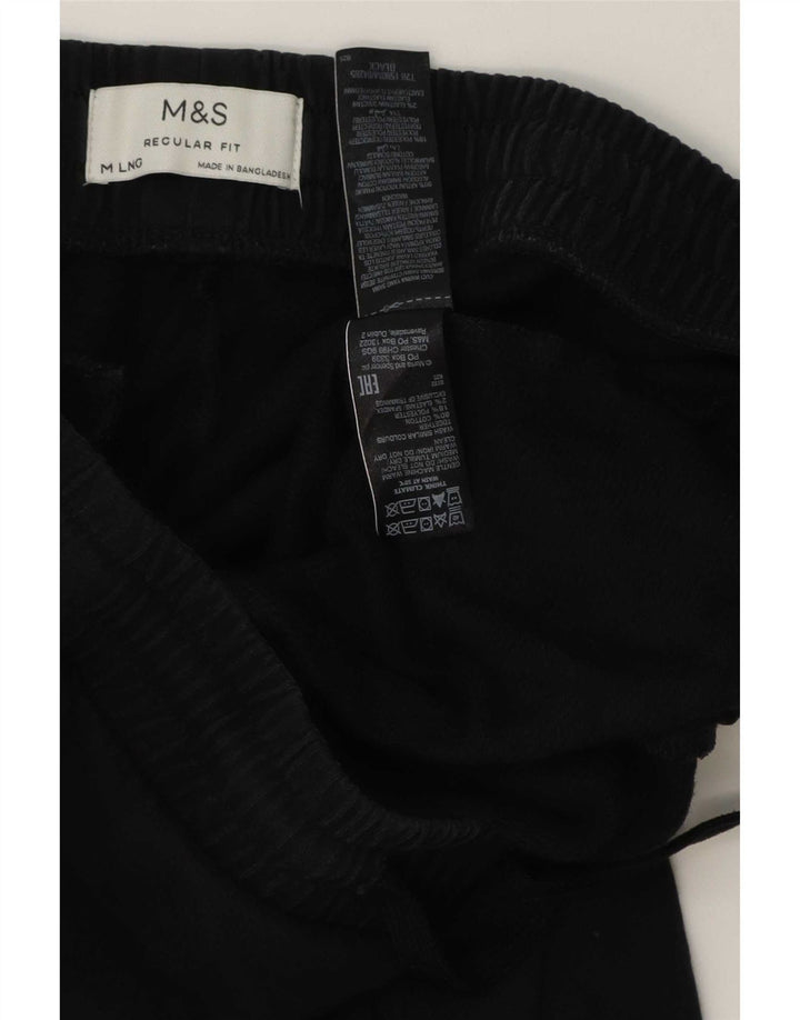 Calça de treino masculina Marks & Spencer de ajuste regular, algodão preto médio