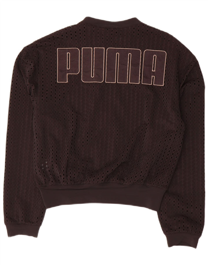 PUMA Womens Oversized Crop Graphic Tracksuit Top Jacket Reino Unido 10 Pequeno Preto