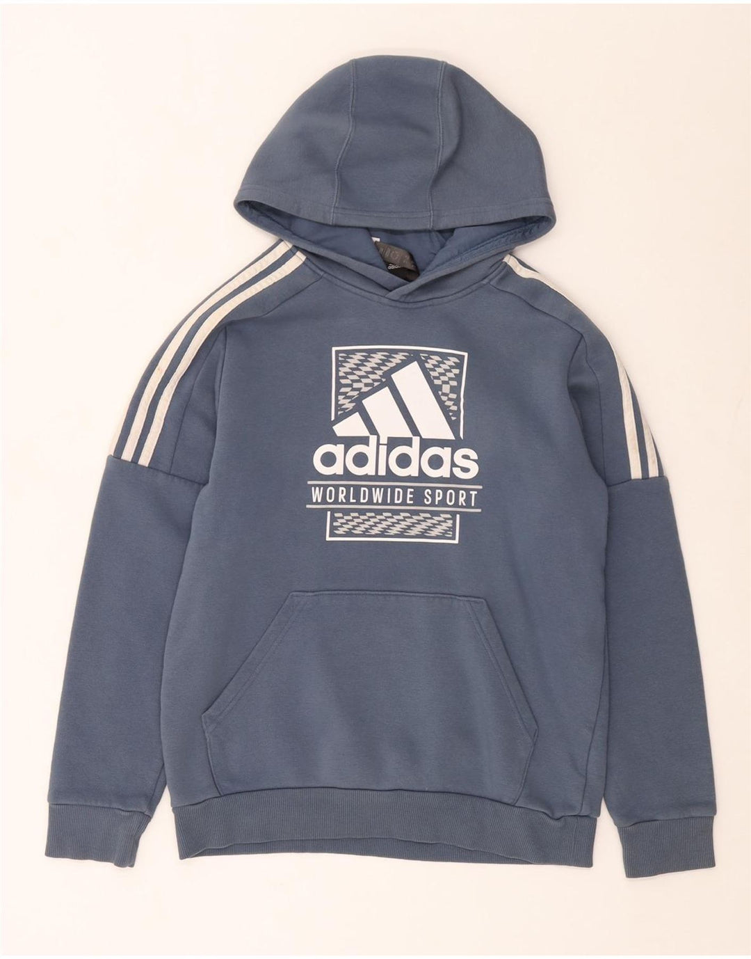 ADIDAS Meninos Graphic Hoodie Jumper 13-14 Anos Azul Algodão