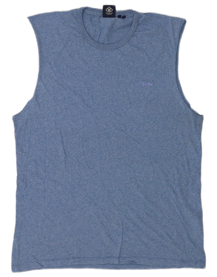 Colete masculino Superdry XL algodão manchado azul