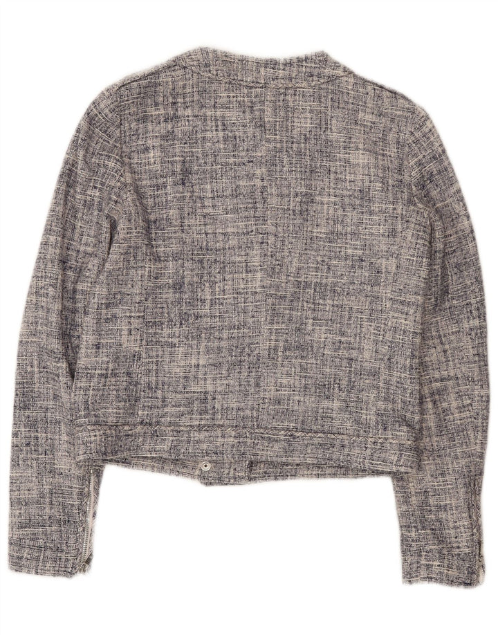 Jaqueta blazer feminina Massimo Dutti com zíper completo EU 36 XS azul marinho algodão