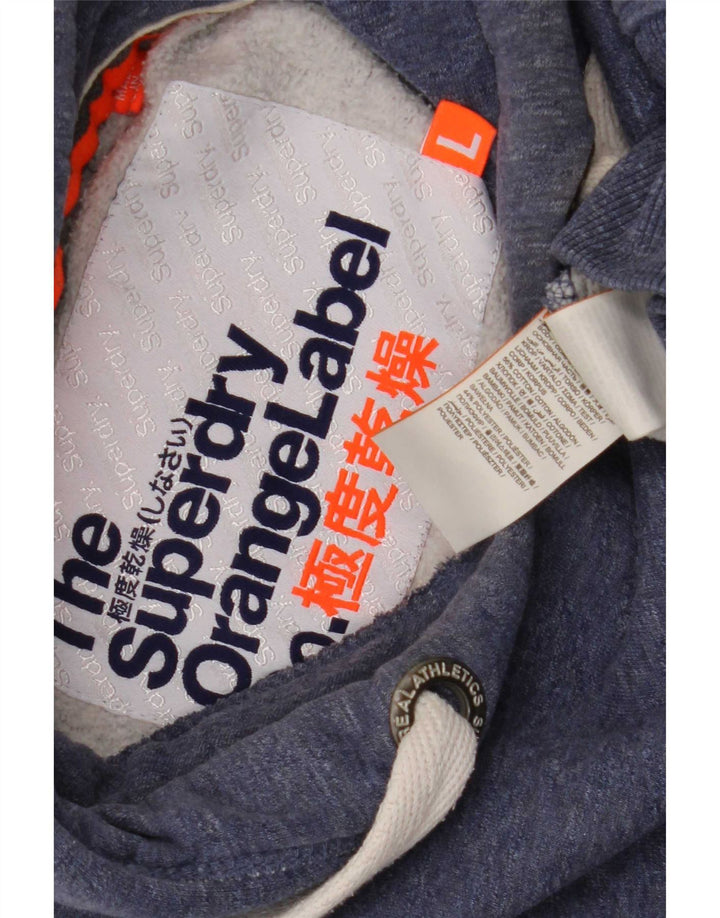 Suéter com capuz masculino Superdry grande algodão azul marinho