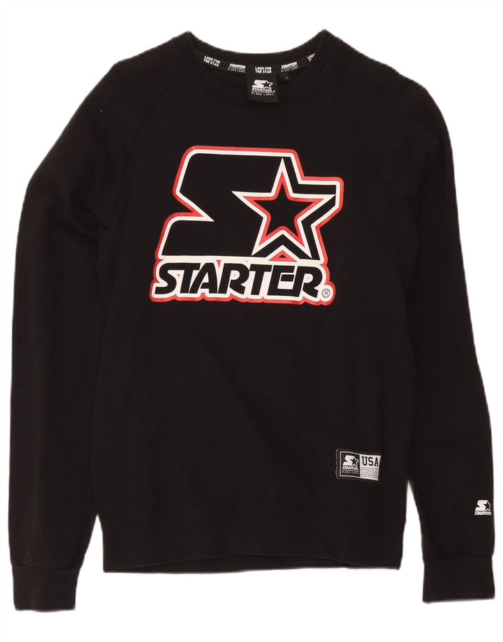 Starter masculino gráfico moletom jumper pequeno algodão preto