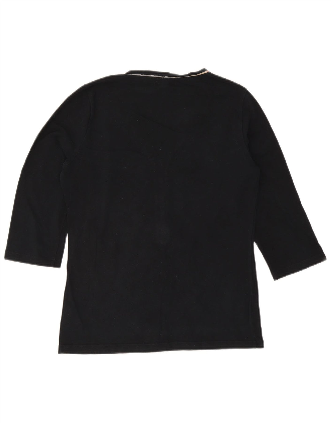 Top feminino Burberry manga 3/4 Reino Unido 14 grande preto