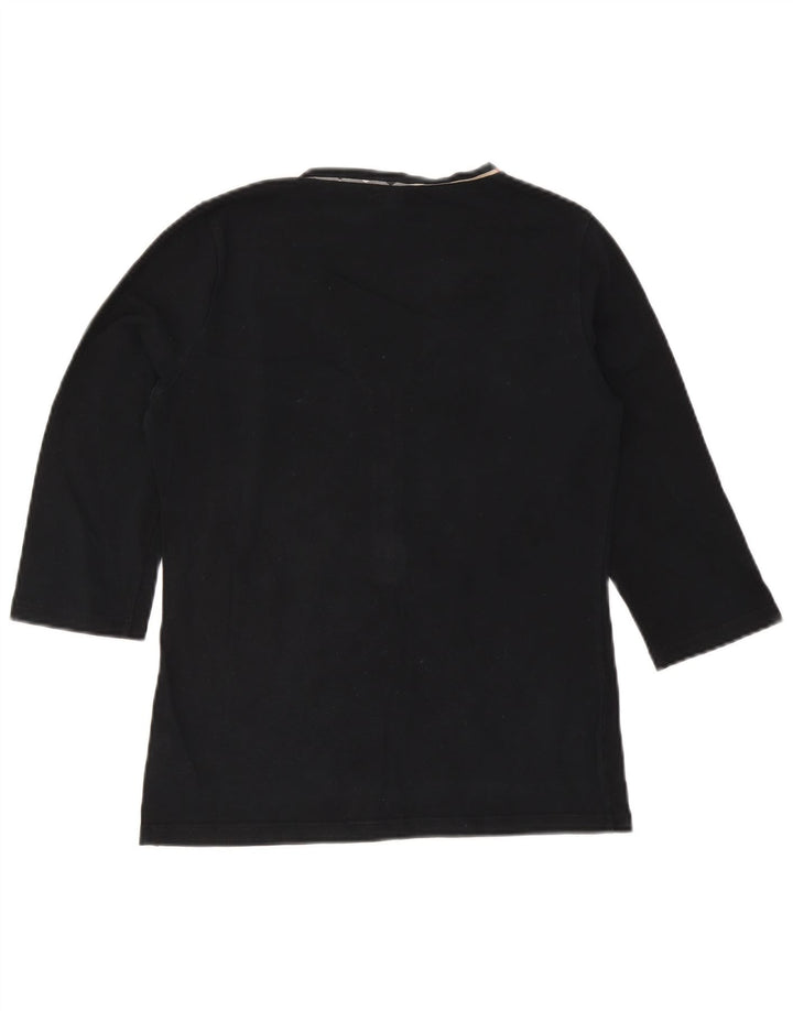 Top feminino Burberry manga 3/4 Reino Unido 14 grande preto