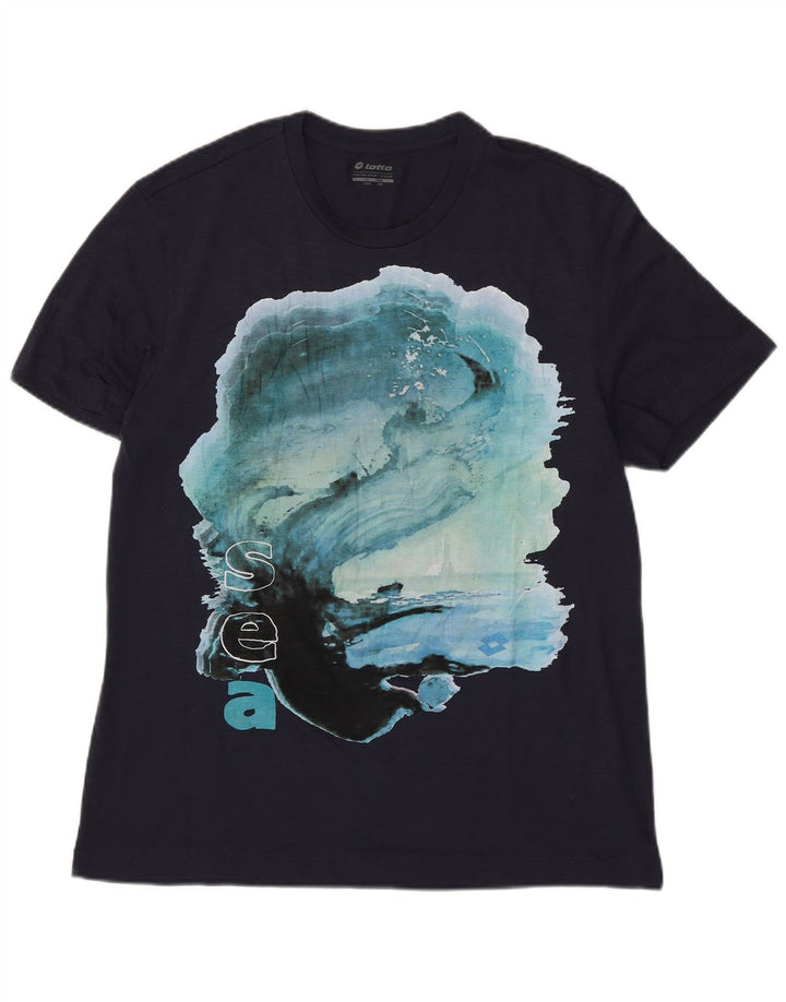 Camiseta gráfica masculina Lotto Top 3XL poliéster azul marinho