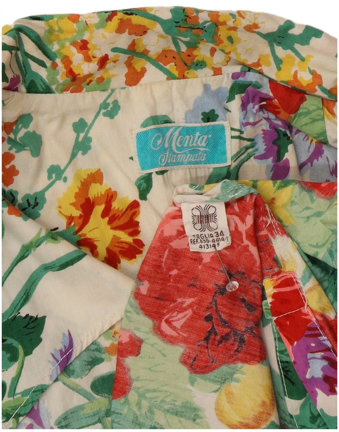 Jaqueta blazer feminina vintage manga 3/4 IT 34 2XS floral multicolorido