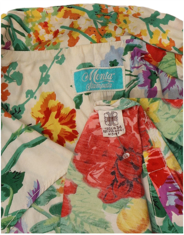 Jaqueta blazer feminina vintage manga 3/4 IT 34 2XS floral multicolorido