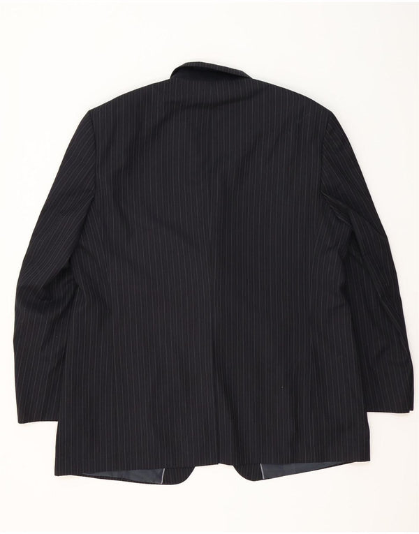 Jaqueta blazer masculina de 3 botões Marks & Spencer Reino Unido 48 2XL risca de giz azul marinho