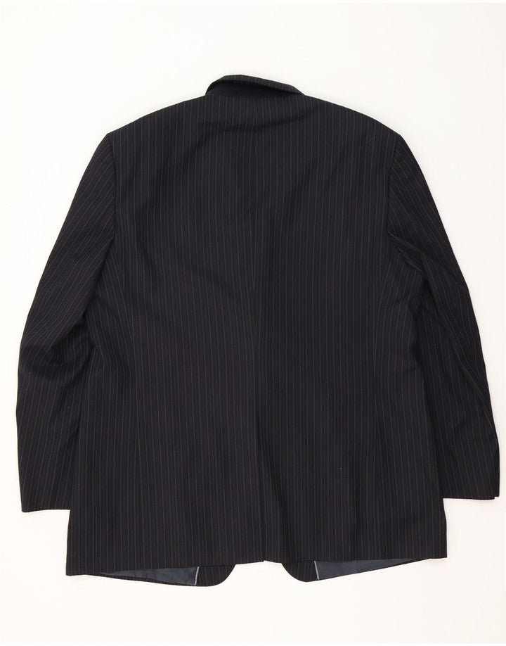 Jaqueta blazer masculina de 3 botões Marks & Spencer Reino Unido 48 2XL risca de giz azul marinho