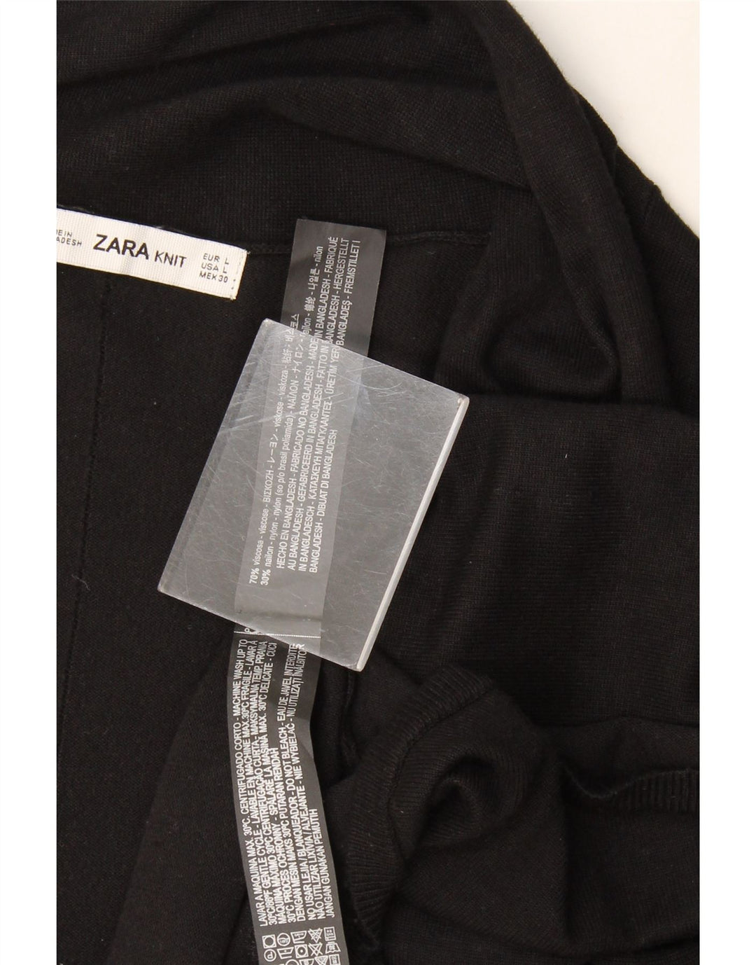 Suéter cardigã aberto feminino Zara Reino Unido 14 grande viscose preta