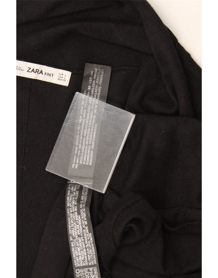 Suéter cardigã aberto feminino Zara Reino Unido 14 grande viscose preta