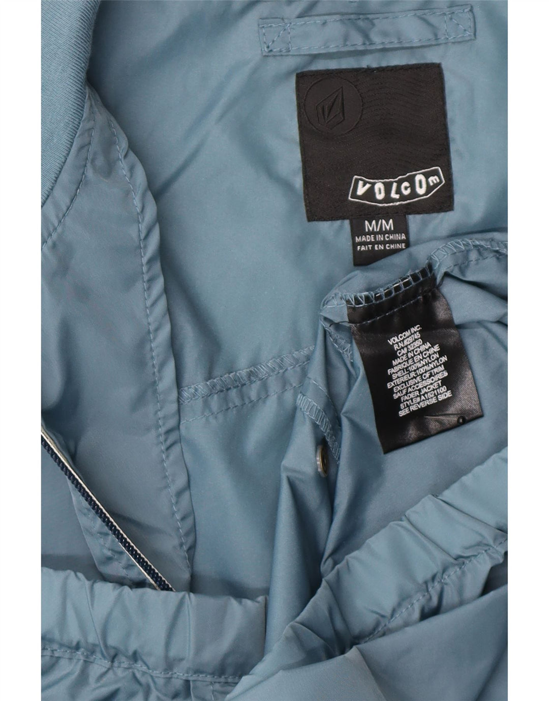 Jaqueta de chuva masculina Volcom UK 38 nylon azul médio