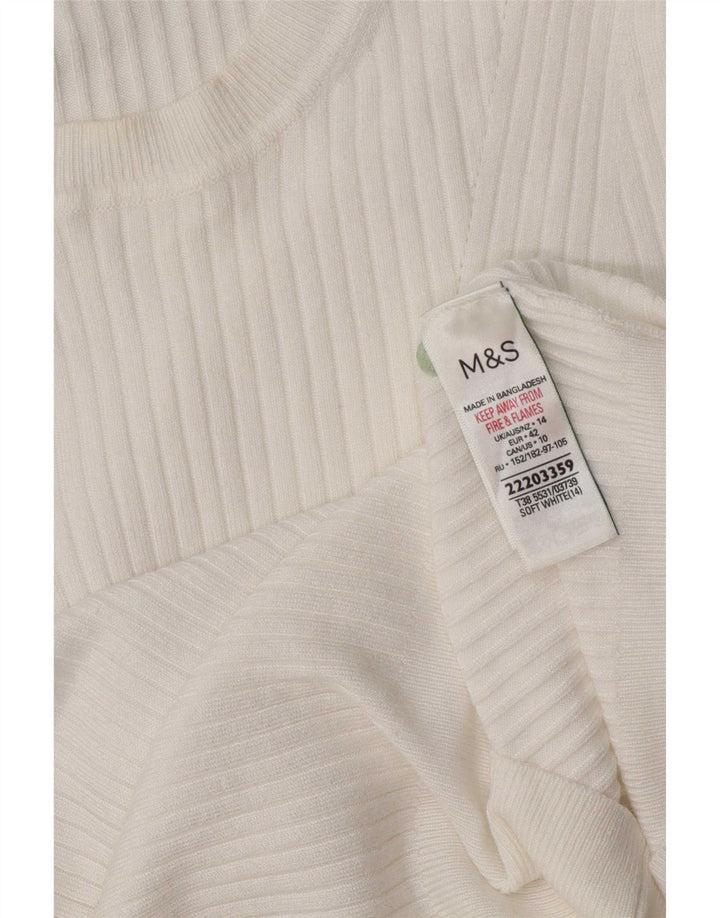 Blusa feminina de manga curta Marks & Spencer UK 14 viscose branca média