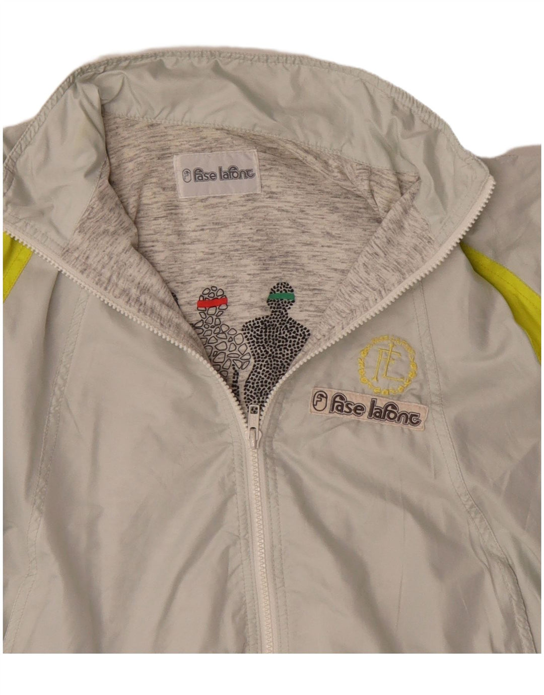 Jaqueta feminina vintage de grandes dimensões para agasalho Reino Unido 12 bloco colorido cinza médio