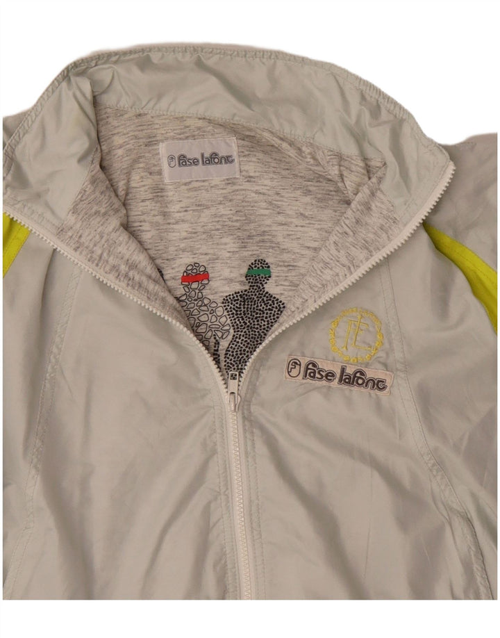 Jaqueta feminina vintage de grandes dimensões para agasalho Reino Unido 12 bloco colorido cinza médio