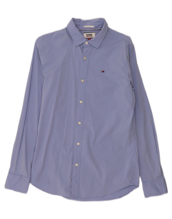 Tommy Hilfiger Mens Slim Fit Camisa Médio Algodão Azul