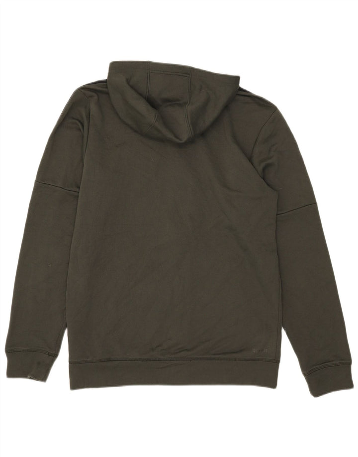 Adidas masculino zip moletom com capuz médio cáqui poliéster