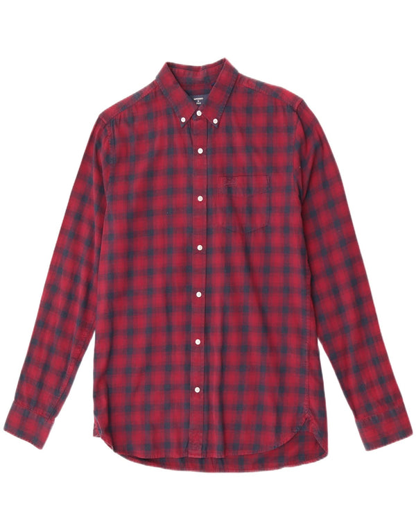 Camisa masculina Superdry de flanela média cor de vinho xadrez algodão