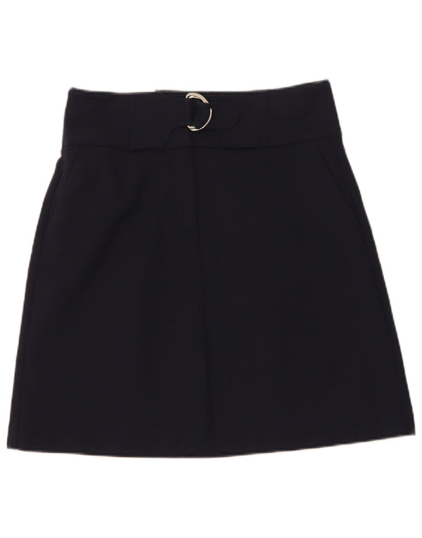Minissaia feminina Marks & Spencer Reino Unido 8 pequena W28 algodão azul marinho