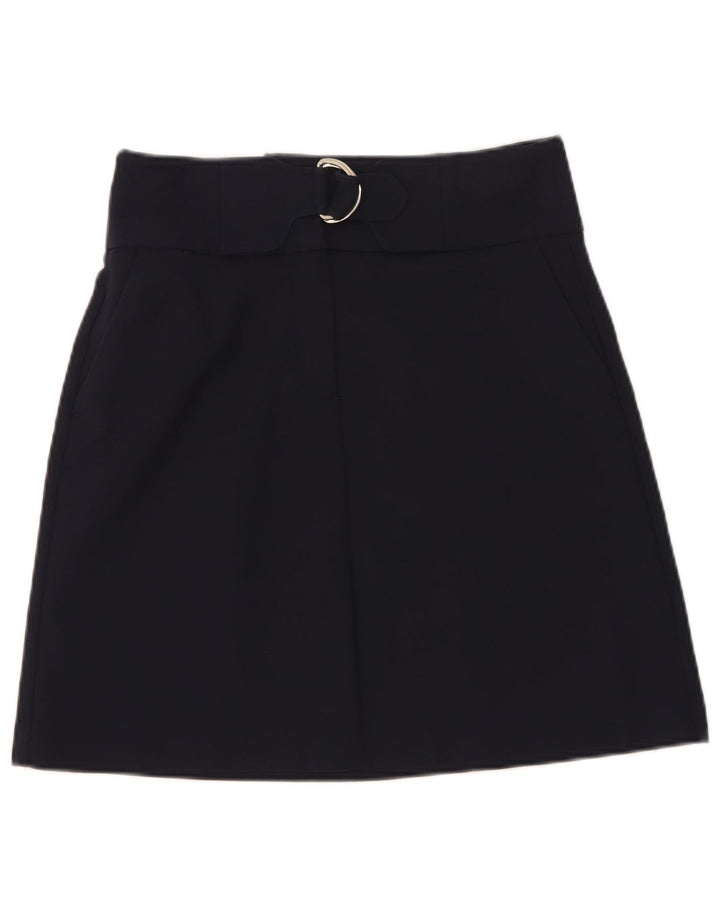 Minissaia feminina Marks & Spencer Reino Unido 8 pequena W28 algodão azul marinho