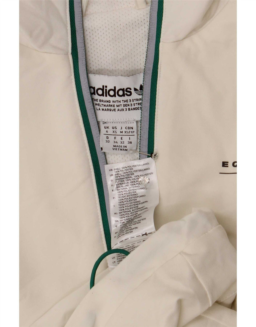 Adidas Womens Oversized Tracksuit Top Jacket UK 6 XS Branco Poliéster