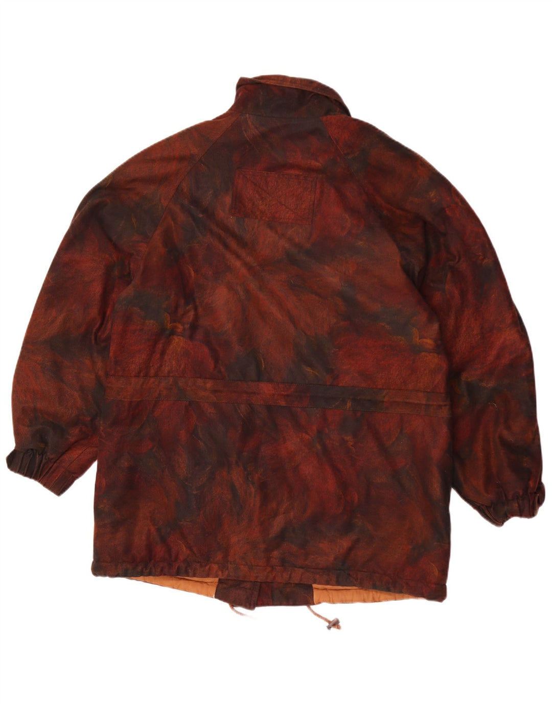 Jaqueta corta-vento feminina vintage Reino Unido 18 XL marrom floral poliéster