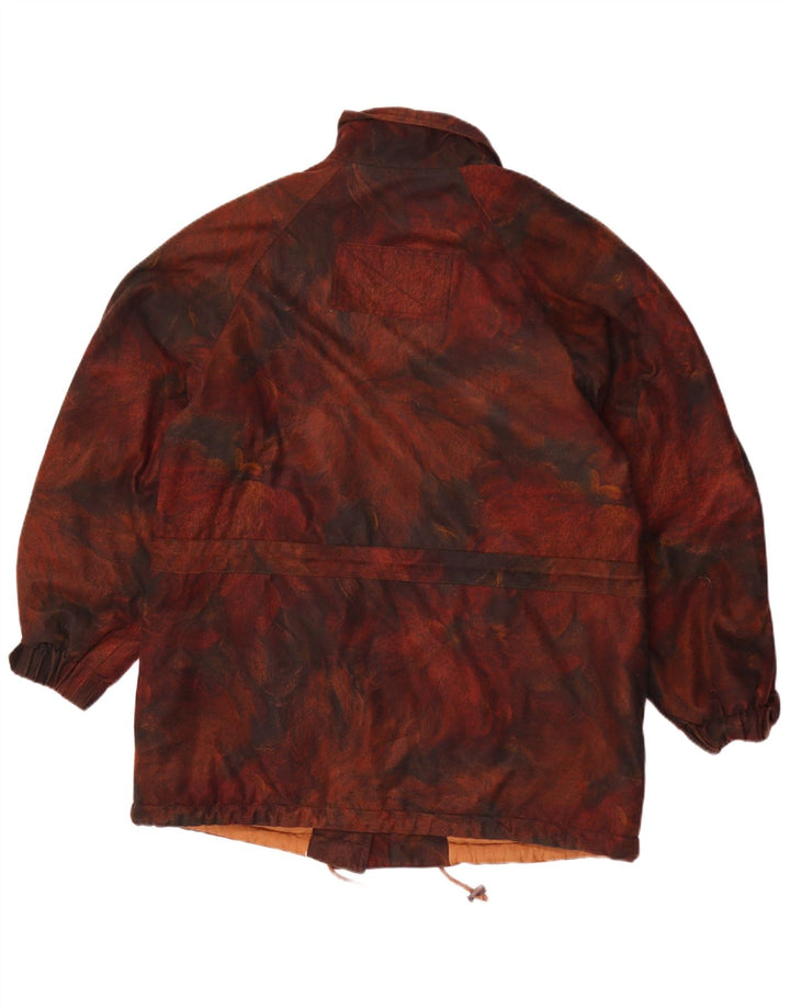 Jaqueta corta-vento feminina vintage Reino Unido 18 XL marrom floral poliéster
