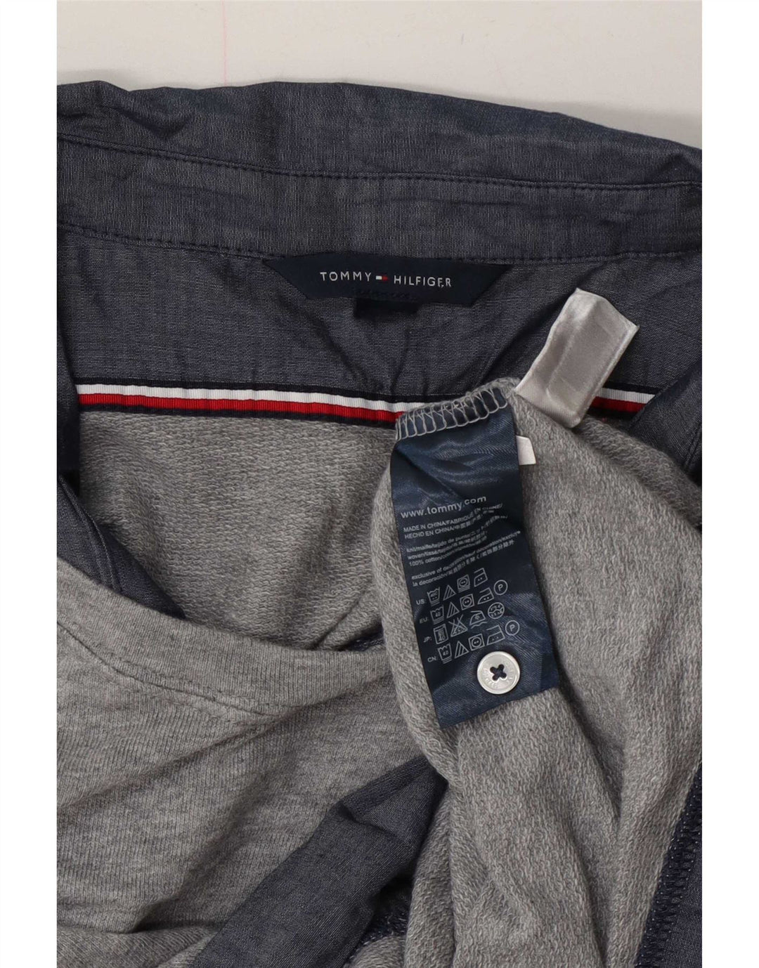 Tommy Hilfiger moletom feminino jumper UK 14 algodão listrado cinza médio