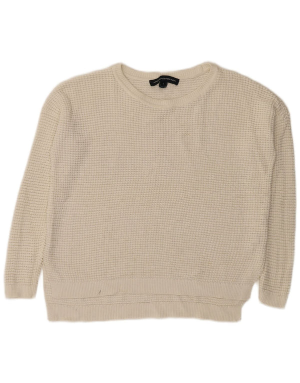 Suéter feminino com gola canoa de conexão francesa Reino Unido 10 pequeno branco
