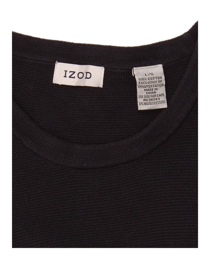 IZOD Mens Crew Neck Jumper Sweater Large Navy Blue Cotton Vintage Izod and Second-Hand Izod from Messina Hembry 