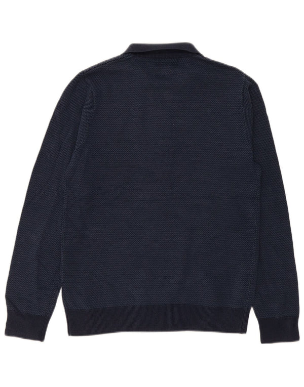Suéter masculino Marks & Spencer com gola polo sob medida e pequeno azul marinho