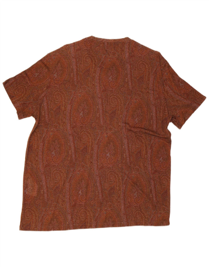 Camiseta masculina ETRO grande marrom Paisley Lyocell