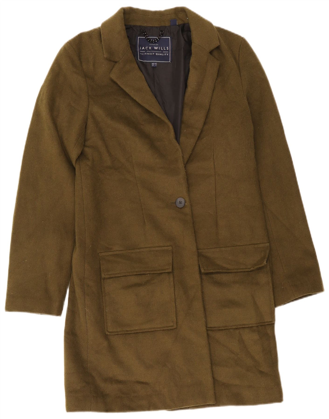 Sobretudo oversized feminino Jack Wills Reino Unido 10 pequeno poliéster cáqui