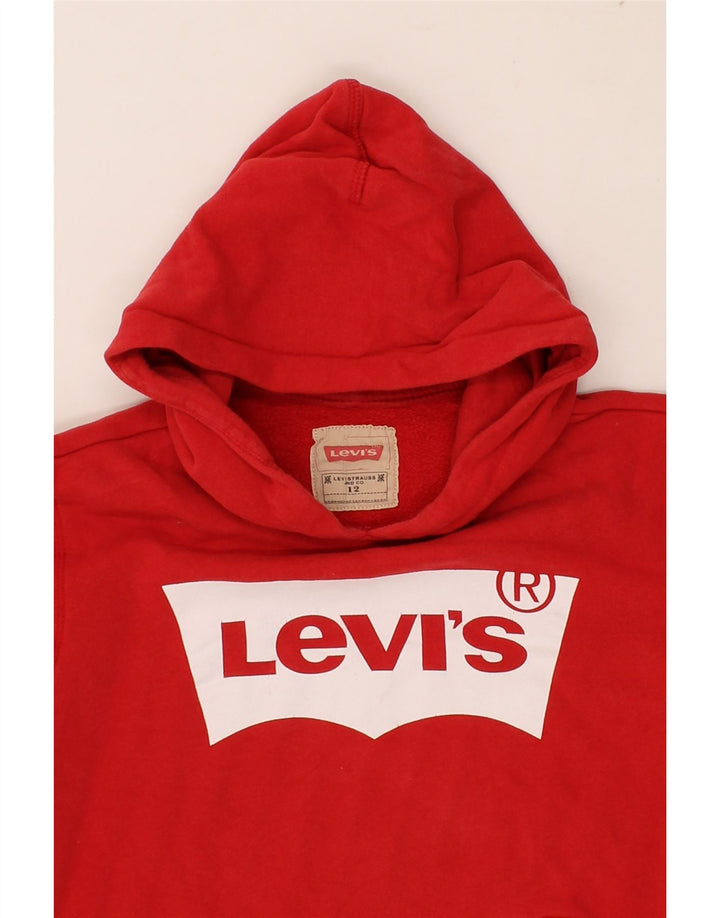 LEVI'S Boys Graphic Hoodie Jumper 11-12 Years Red Cotton Vintage Levi's and Second-Hand Levi's from Messina Hembry 