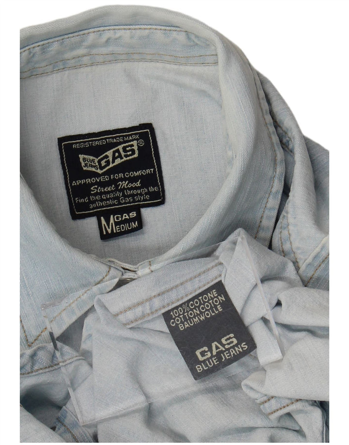 Camisa jeans feminina Gas UK 12 algodão azul médio