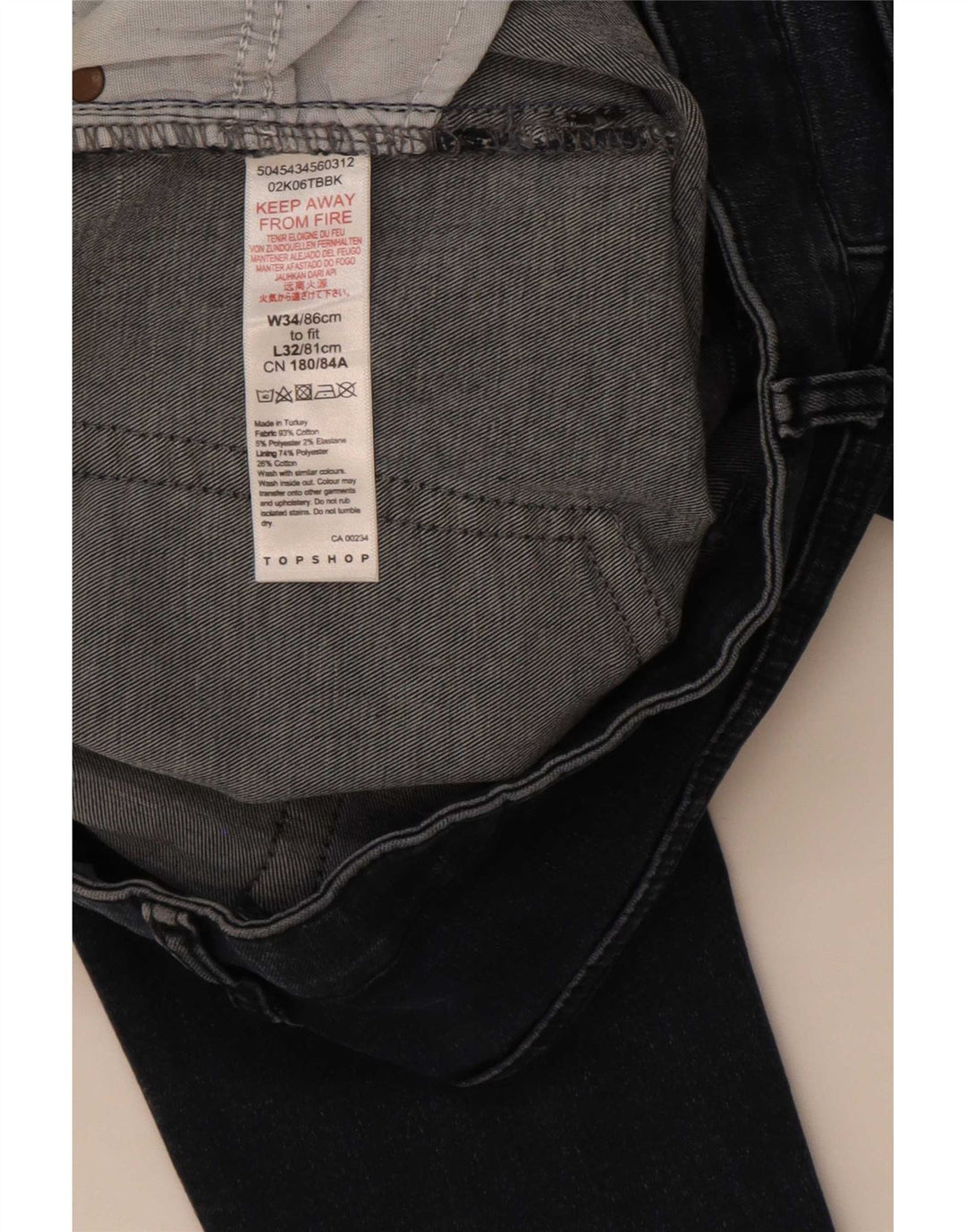 Jeans skinny feminino Topshop W34 L32 azul marinho poliéster