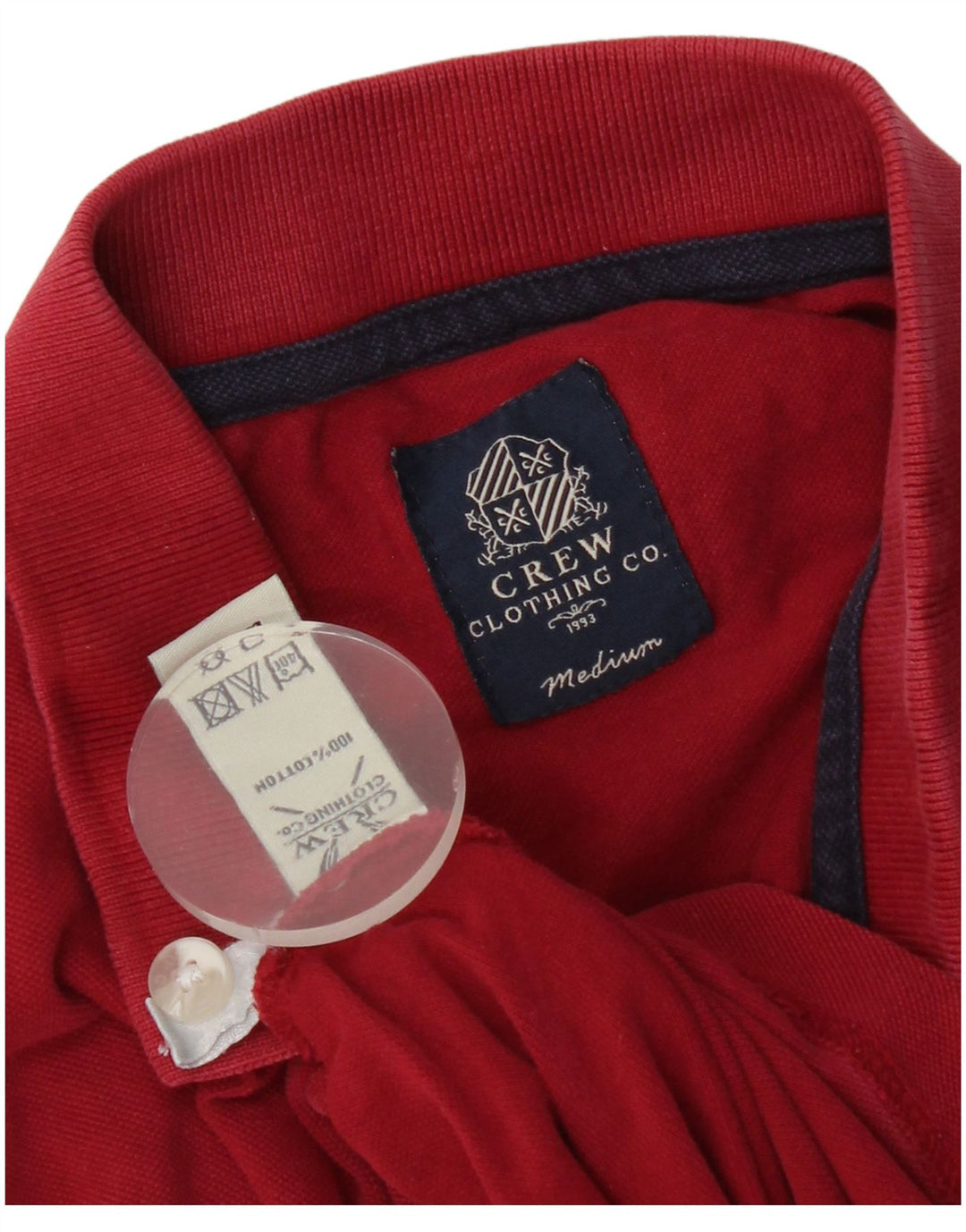 Camisa polo masculina Crew Clothing algodão vermelho médio