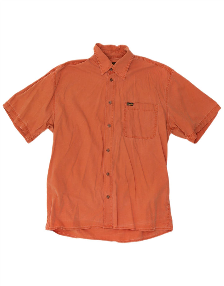 Wrangler Camisa masculina de manga curta médio laranja algodão